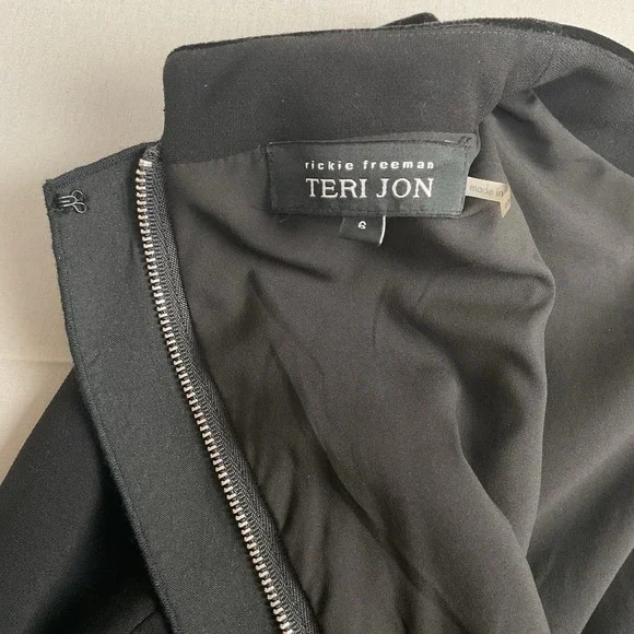 Teri Jon Rickie Freeman Black Velvet Trim Bow Sleeve Cocktail Dress Size 6 - Picture 11 of 11